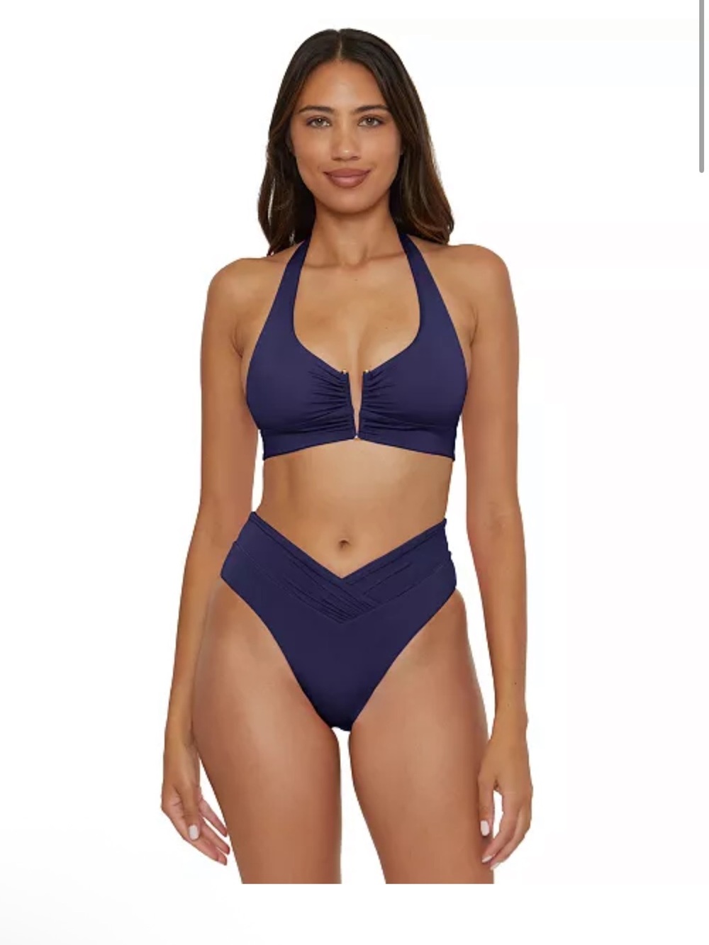 BECCA Deep Navy Halter V-Waist Bikini Set